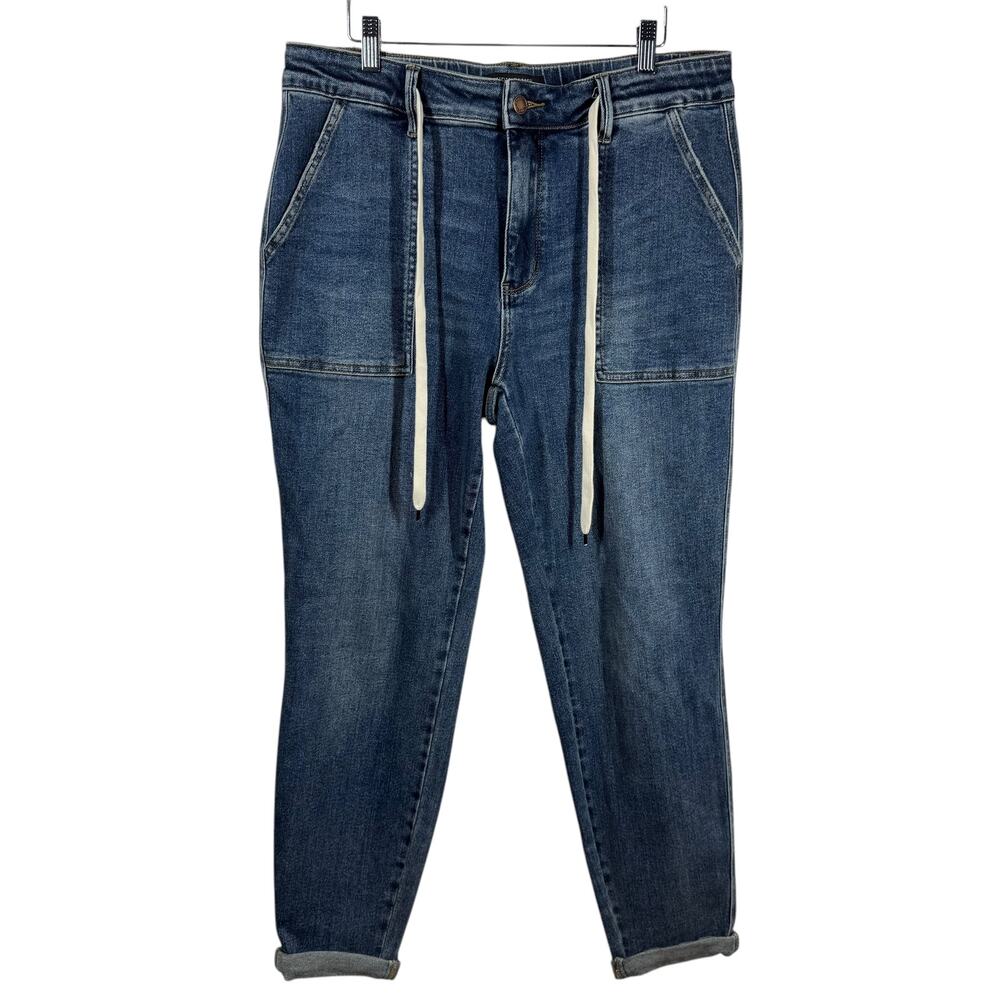 Judy Blue Women's 13/31‎ High Waist Medium Wash Drawstring Double Cuffed Jogger